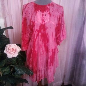 New Bright Pink Tye Dye Swimsuit Cover Up